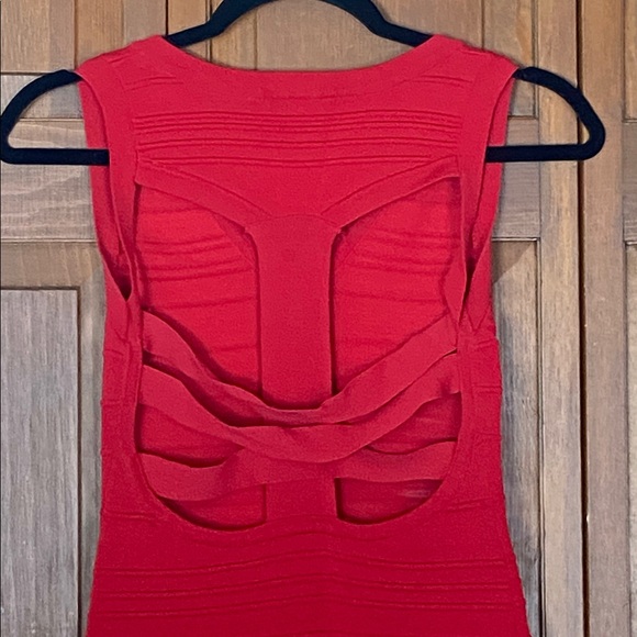 FOREVER 21 CHERRY RED BODYCON CUTOUT DRESS W/STRIPE PATTERN ~ SMALL - Picture 8 of 10